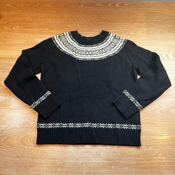 J. Crew Sweaters - J. Crew Woman’s Black and Cream Patterned Wool Sweater Size Large